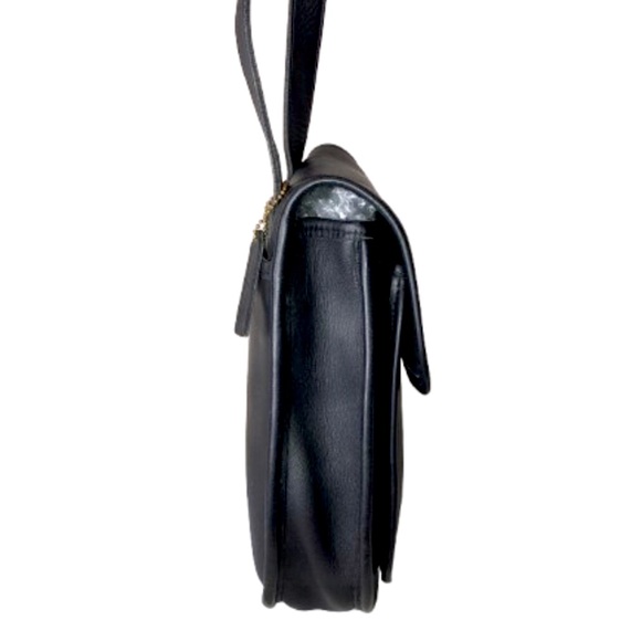 Vintage COACH Black Leather Side Pack Brass Turn Lock Shoulder Bag USA 9979 - Picture 5 of 17